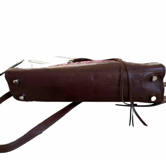 Rebecca Minkoff Pink Brown Leather Woven Bag Shoulder Bag Excellent Condition - Picture 7 of 7